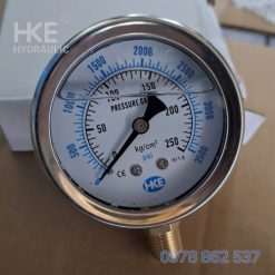 đồng hồ áp suất 250 bar chân đứng ren 1/4 HKE Hydraulic