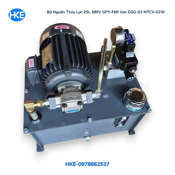 Bộ Nguồn Thủy Lực 25L 3 Pha 380V 1.5kW (2HP) Cho Bàn Lật Máy Đá - HKE Hydraulic