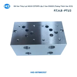 Đế van thủy lực NG10 CETOP5 lắp 2 van DSG03 tương thích van 3C2 cổng PT1/2 HKE Hydraulic