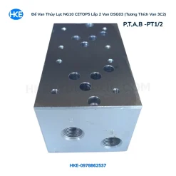 Đế van thủy lực NG10 CETOP5 lắp 2 van DSG03 tương thích van 3C2 cổng PT1/2 HKE Hydraulic