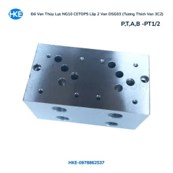 Đế van thủy lực NG10 CETOP5 lắp 2 van DSG03 tương thích van 3C2 cổng PT1/2 HKE Hydraulic