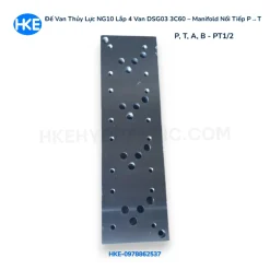 Đế van thủy lực NG10 lắp 4 van DSG03 3C60 manifold nối tiếp CETOP5 ren PT1/2 kích thước 90x75x310mm - HKE hydraulic