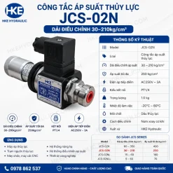 Công tắc áp suất thủy lực JCS-02N 30-210kg/cm² ren PT1-4 HKE Hydraulic