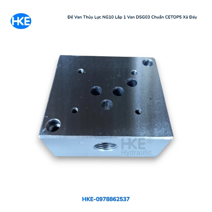 Đế van thủy lực NG10 lắp 1 van DSG03 chuẩn CETOP5 xả đáy