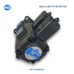 Bơm cánh gạt đôi VP-40-40-FA3 nhìn từ thân bên và tem sản phẩm