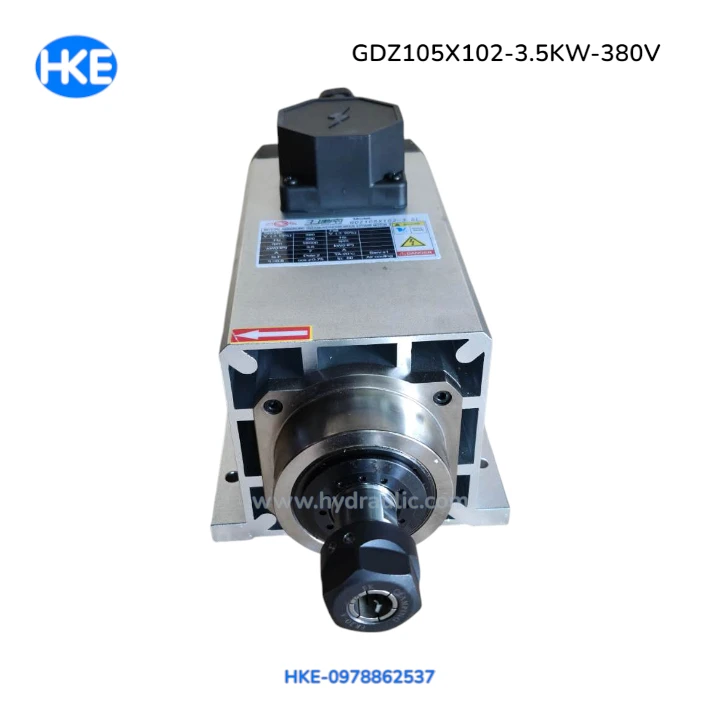 Động cơ trục chính CNC GDZ105X102-3.5 380V ảnh mặt trước và đầu kẹp ER20