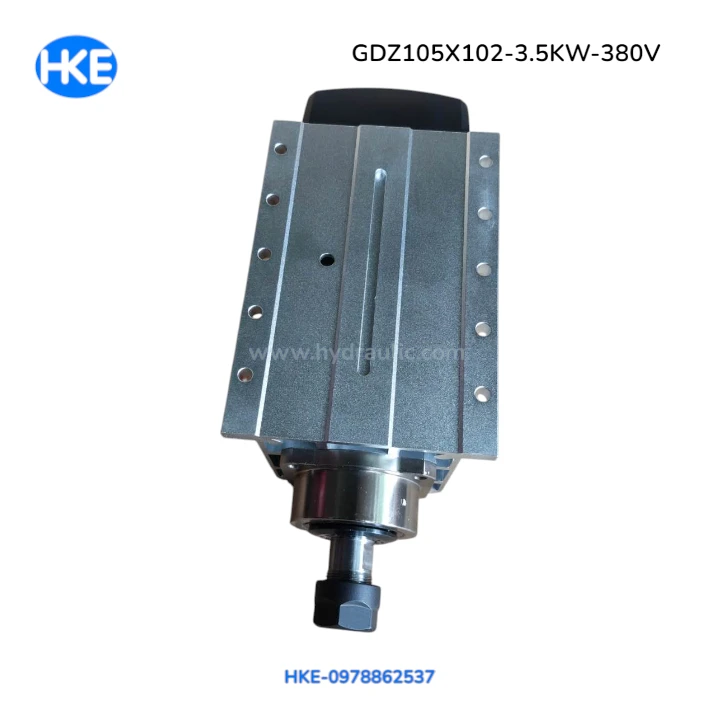 Động cơ CNC GDZ105X102-3.5 380V ảnh góc bên và đầu kẹp ER20