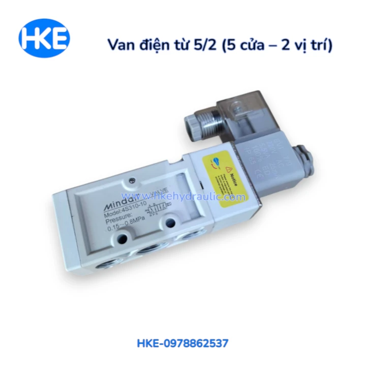 Van điện từ khí nén 4S310-10 loại 5 cửa 2 vị trí, ảnh thực tế HKE