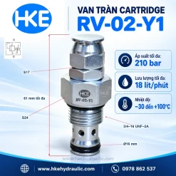 Van chỉnh áp cartridge RV-02-Y1 và kích thước lắp ren 3/4-16 UNF-2A