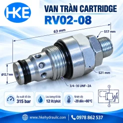 Van tràn cartridge RV02-08 dùng giới hạn áp suất thủy lực