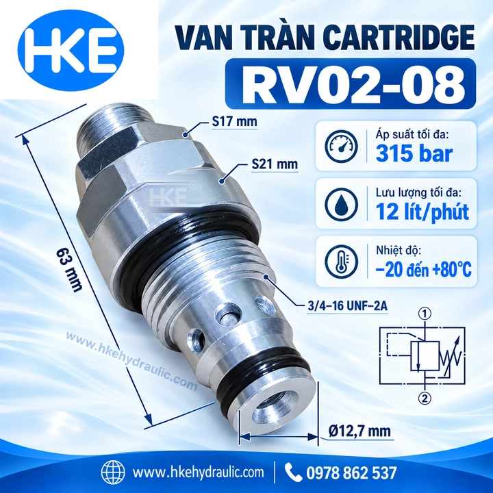 Van chỉnh áp RV02-08 lắp khoang T4-1 (08-2)