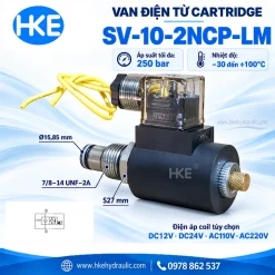Van điện từ cartridge SV-10-2NCP-LM có cơ cấu thao tác bằng tay