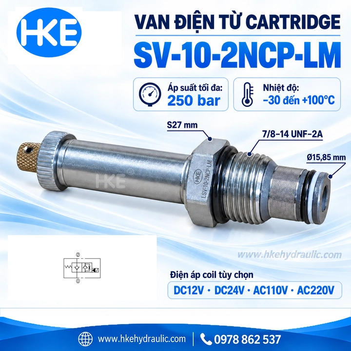 Van điện từ thủy lực SV-10-2NCP-LM với coil điện từ