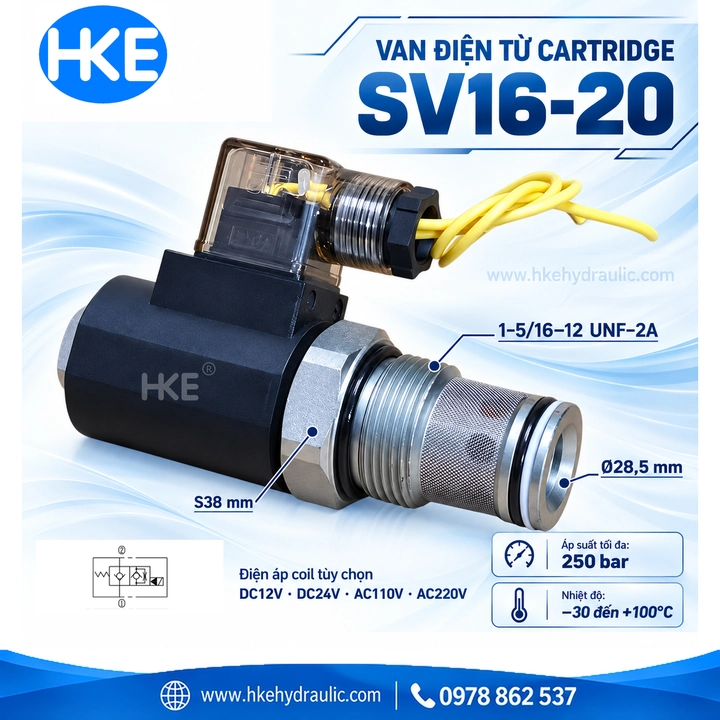 Van cartridge SV16-20 với ren lắp 1-5/16-12 UN-2A
