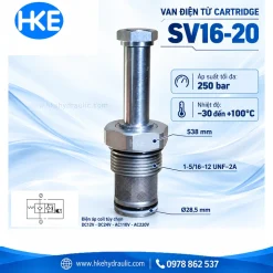 Van điện từ cartridge SV16-20 250 bar, đầu cartridge Ø28,5 mm