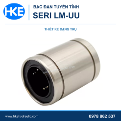Bạc đạn tuyến tính LM-UU dạng trụ kín nhìn nghiêng, hai đầu có vòng chắn bụi