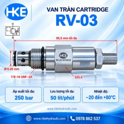 Van tràn cartridge RV-03 nhìn ngang, chiều dài tối đa 95,5 mm