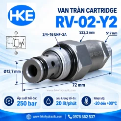 Đầu cartridge van RV-02-Y2 với cửa dầu và vòng làm kín