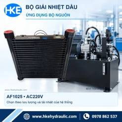 Giải nhiệt dầu AF1025 AC220V và hình minh họa ứng dụng bộ nguồn thủy lực