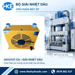 Két làm mát dầu AH1012T và hình minh họa máy ép thủy lực