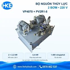 Bộ nguồn thủy lực 2 bơm 220V HKE – VP4070 và PV2R1-8, hai motor 2,2 kW