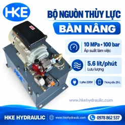Thông số trên ảnh bộ nguồn bàn nâng: 100 bar và 5,6 lít/phút