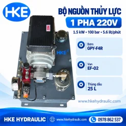 Góc nhìn tổng quan bộ nguồn thủy lực 1 pha 220V thùng dầu 25 lít