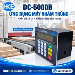 Màn hình điều khiển DC-5000B minh họa ứng dụng điều chỉnh bàn nâng máy nhám thùng