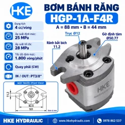 Bơm thủy lực nhông HGP-1A-F4R – bản vẽ kích thước lắp đặt