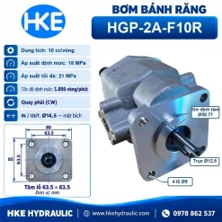 Bơm bánh răng HGP-2A-F10R, trục 12,5 mm và mặt lắp 4 lỗ