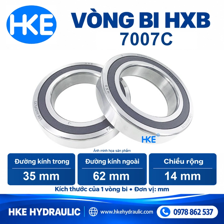 Thông số vòng bi HXB H7007C: kích thước 35×62×14 mm cho một vòng bi