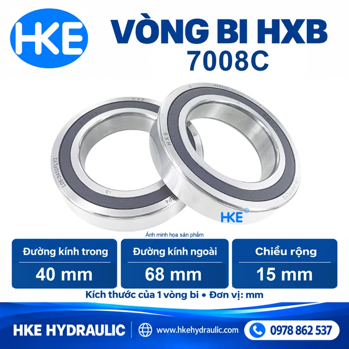 Vòng bi HXB H7008C-2RZ P4 loại gốm, kích thước 40 × 68 × 15 mm, bộ 2 vòng bi ghép đôi