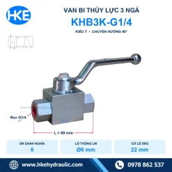 Van bi thủy lực 3 ngã KHB3K-G1/4 kiểu T - Ảnh 2