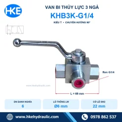 Van bi thủy lực 3 ngã KHB3K-G1/4 kiểu T - Ảnh 5