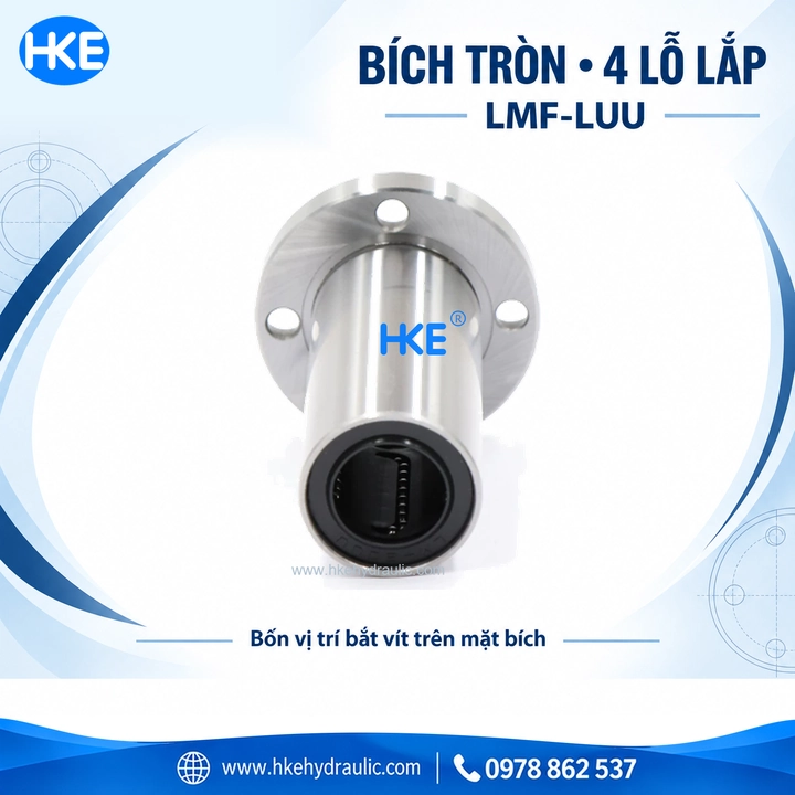 Vòng bi trượt LMF16LUU mặt bích tròn loại dài 16×28×70 mm - Ảnh 5