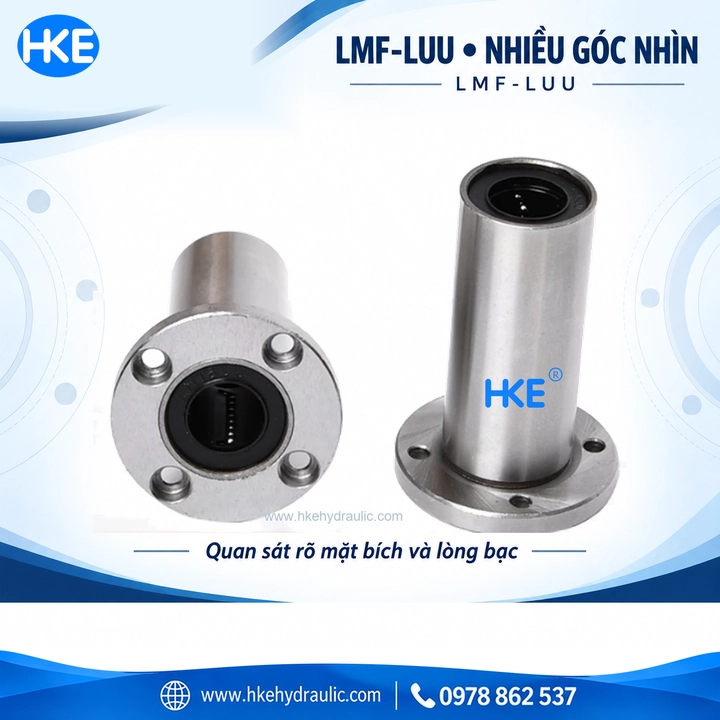 Vòng bi trượt LMF16LUU mặt bích tròn loại dài 16×28×70 mm - Ảnh 3