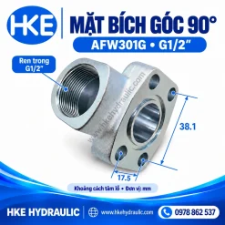 Bản kích thước mặt bích góc 90 độ AFW301G ren trong HKE