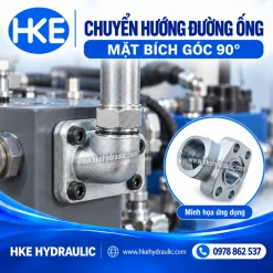 Minh họa mặt bích góc 90° chuyển hướng đường ống dầu