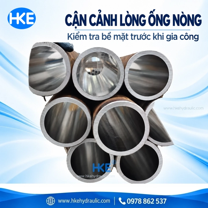 Ống ben thủy lực HKE – cận cảnh bề mặt lòng ống trước gia công