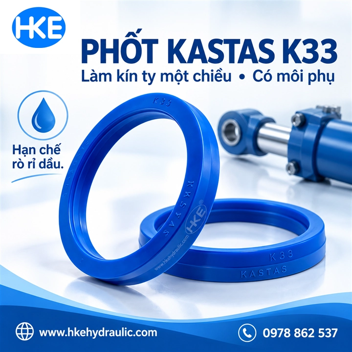 Phốt Kastas K33 làm kín ty thủy lực một chiều có môi phụ