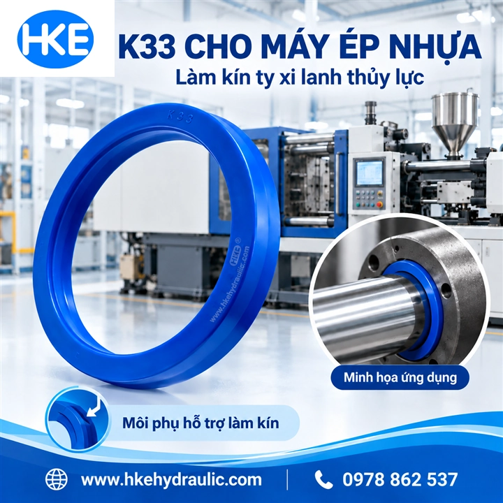Phốt Kastas K33 ứng dụng trên xi lanh máy ép nhựa