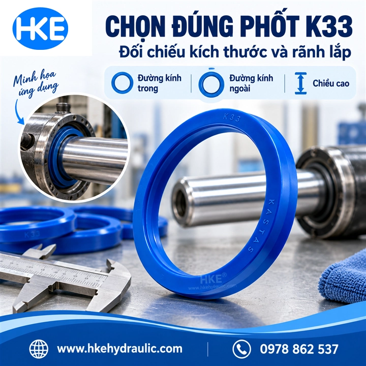 Đối chiếu kích thước phốt K33 với rãnh lắp xi lanh