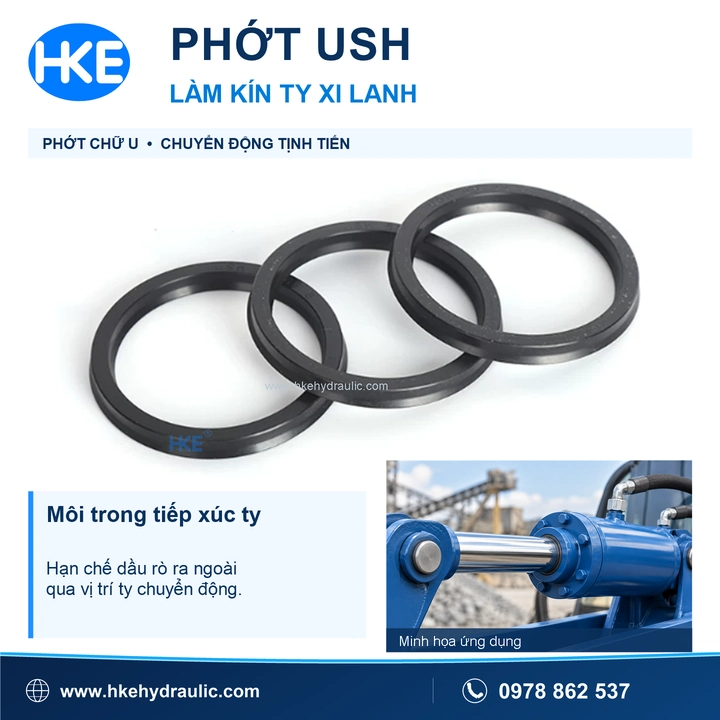 Phốt ty USH với môi trong tiếp xúc ty xi lanh