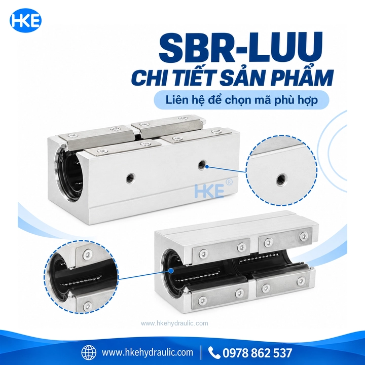 Chi tiết cụm bi và lá thép chặn của dòng SBR-LUU thân dài