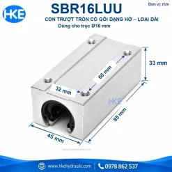 Con trượt tròn SBR16LUU Ø16, kích thước 85 × 45 × 33 mm, bước lỗ 32 × 60 mm