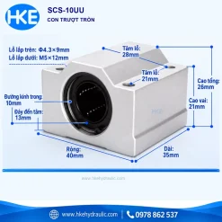 Con trượt tròn kín SCS10UU, trục 10 mm, kích thước 35x40x26 mm HKE