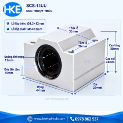 Con trượt tròn kín SCS13UU, trục 13 mm, kích thước 39x44x30 mm HKE