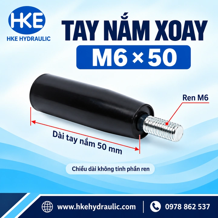 Tay nắm xoay M6x50 ren ngoài M6, thân dài 50 mm