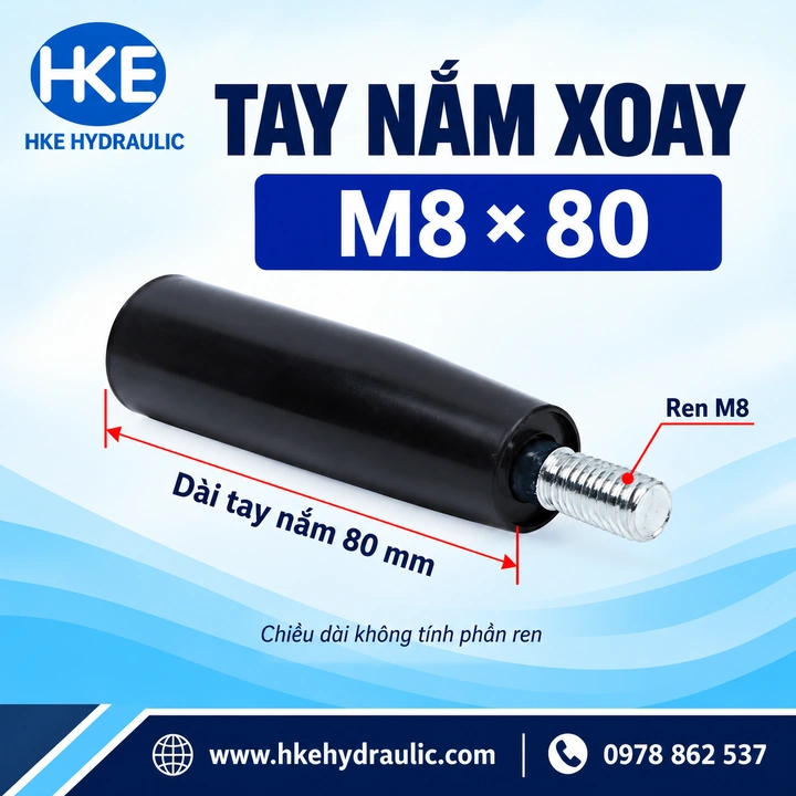 Tay nắm xoay M8x80 ren ngoài M8, thân dài 80 mm