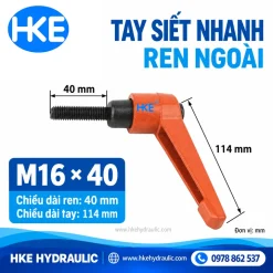 Tay siết nhanh M16 ren ngoài dài 40 mm, tay cầm 114 mm